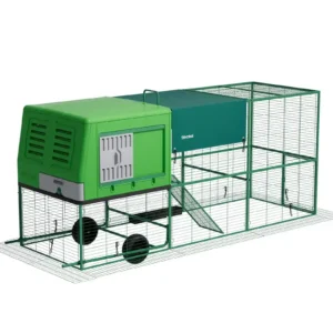 Large HDPE Plastic Chicken Coop with Fence, Ladder, Feeder and Wheels — Fits 10 to 15 Chickens